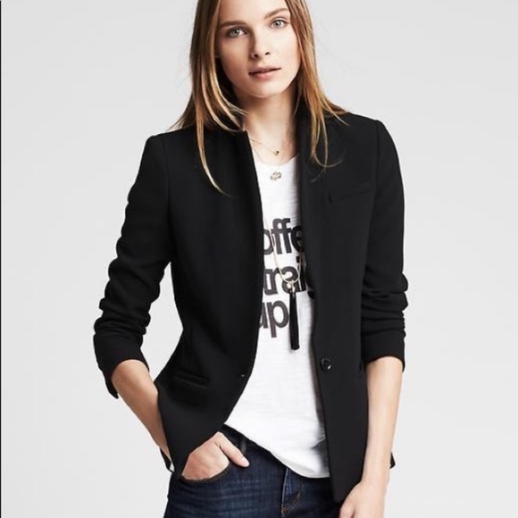 NWOT Banana Republic woven soft black blazer - Picture 2 of 10